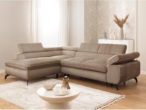 Brązowy sztruksowy narożnik (lewostronny/w kształcie litery L) Marbeya – Ropez