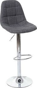 Stołek barowy MCW-A67,  Szary materiał, chromowana podstawa