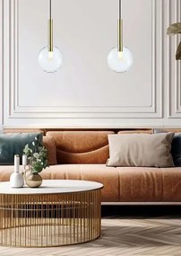 Złota lampa wisząca ze szklanym kloszem - K575- Z9-S09