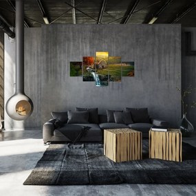 Obraz domku w bajkowym krajobrazie (125x70 cm)