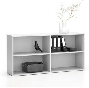 Regał biurowy LAYERS, długi, 2 półki, 1582 x 400 x 777, biały