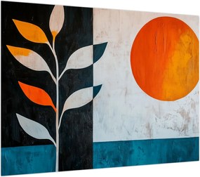 Obraz na szkle - Abstrakcja rośliny i słońca (70x50 cm)
