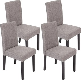 Krzesło do jadalni Littau (zestaw 4 sztuk), tekstylny, szary, ciemne nogi
