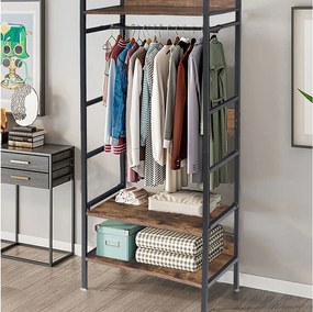 Wieszak na ubrania - Otwarta szafa z metalu i drewna, zdejmowany wieszak na ubrania - 162x60x40cm