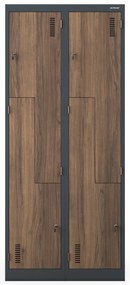 Szafa metalowa ubraniowa JULIA, 800 x 1850 x 450 mm, Eco Design: antracytowa/ orzech