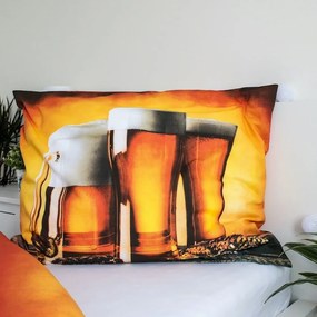 Bawełniana pościel jednoosobowa w bursztynowym kolorze 140x200 cm Beer – Jerry Fabrics
