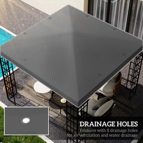 Outsunny 3 x 3 m Zamienna plandeka do pawilonu, plandeka ogrodowa do pawilonu, z otworami drenażowymi, UPF30+, Ciemnoszary