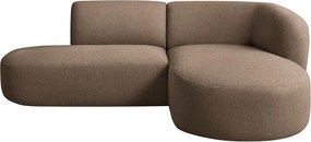 Narożnik w kształcie L Luna, tkanina Lins, Brązowy, Prawy