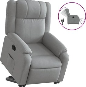 Jasnoszary fotel relaksacyjny z funkcją podnoszenia i regulacji elektrycznej