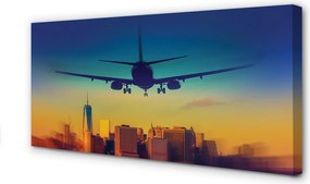 Duży obraz na płótnie Samolot o Zachodzie Słońca