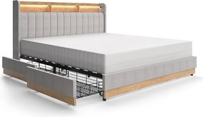 Łóżko tapicerowane szary 187.5x216x113.2 nura