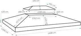 Zapasowy dach pawilonu Outsunny do metalowych pawilonów pawilon ogrodowy namiot imprezowy namiot ogrodowy poliester 3x4 m jasnoszary