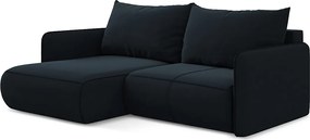 Narożnik lewostronny z funkcją spania - z tkaniny welwetowej - królewski niebieski - NANEA