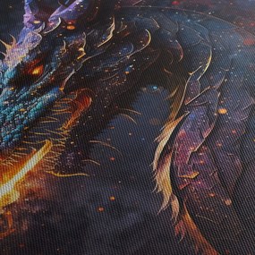 Obraz - Smok plujący płomieniami (z zegarem) (90x30 cm)