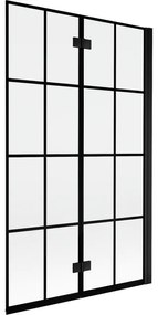 Mexen Mist parawan nawannowy 2-skrzydłowy prawy 110 x 150 cm, czarna kratka, czarny - 8A9-110-002-70-77-P