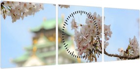 Obraz - Sakura (z zegarem) (90x30 cm)