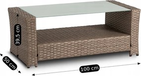 Zestaw Mebli Ogrodowych FLORYDA Beżowy Sofa Krzesła Pufy Stolik Tarasowy Technorattan Nowoczesny