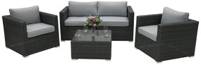 Rattanowy zestaw zmienny SEVILLA 1 + 2 + 1 dla 4 osób (antracyt)