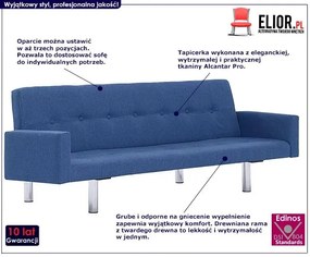 Rozkładana sofa Nesma  z podłokietnikami - niebieska