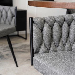 Krzesło Tapicerowane Plecione do Salonu EMPOLI Szare Nowoczesne Loft