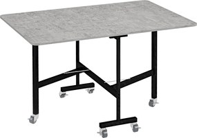 HOMCOM Składany stół na kółkach dla 4-6 osób stelaż stalowy szary 52,5-120x80x73 cm | Aosom PL