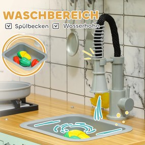 AIYAPLAY Kuchnia Zabawkowa dla Dzieci, Komplet z Tablicą, Okapem, Realistyczne Efekty Świetlne i Dźwiękowe, Przybory Kuchenne