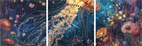 Obraz - Magiczna meduza (z zegarem) (90x30 cm)