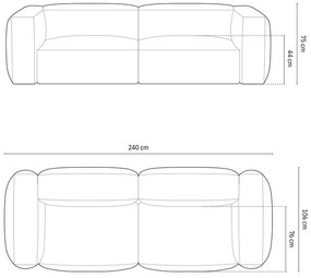 OUTLET Sofa 3-osobowa welurowa jasny beż 240/106/75 Martina od Micadoni