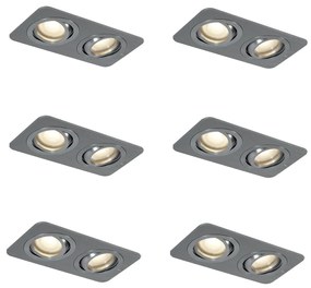 Zewnetrzna Zestaw 6 zaokrąglonych reflektorów wpuszczanych Gunmetal GU10 50mm Regulowane IP44 2-źródła światła - Alberto Nowoczesny Oswietlenie zewnetrzne