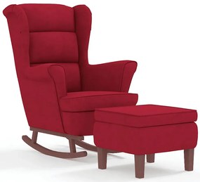 Czerwony fotel wypoczynkowy uszak na płozach + podnóżek R4-A20