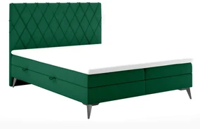 Łóżko kontynentalne IBETIO 160x200 zielone velvet z pojemnikiem LAVERTO