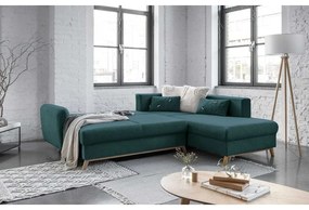 Turkusowy rozkładany narożnik Miuform Scandic Lagom L, prawostronny