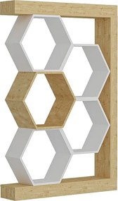 Nowoczesny regał w kolorze dębu i bieli, 90 x 24,6 x 140 cm | Płyta wiórowa pokryta melaminą w 100%, grubość 18 mm | Stylowe miejsce do prze