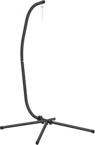 Outsunny Stelaż do foteli wiszących w kształcie litery C, Regulowany metalowy stojak z łańcuchem, Udźwig 150 kg, Czarny | Aosom PL