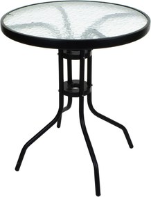 Okrągły stół ogrodowy ze szklanym blatem ISLAND 60 cm, czarny