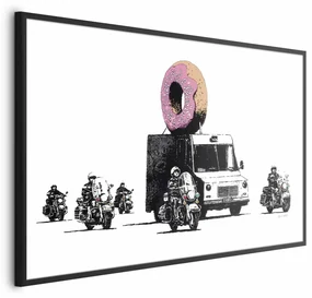 Plakat Pączkowa policja 30x21 cm z ramą czarną bez marginesu ARTGEIST B