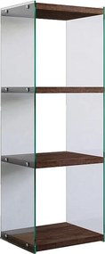 Nowoczesny regał z drewna orzechowego, wys. 120 cm x szer. 40 cm x gł. 35 cm | Wykonany w 100% z litego drewna sosnowego i szkła hartowanego
