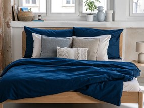 PrzytulneMieszkanie.pl PrzytulneMieszkanie.pl Bawełniana pościel CALMORA ciemnoniebieska Rozmiar pościeli: 2 szt 70 x 90 cm | 160 x 220 cm