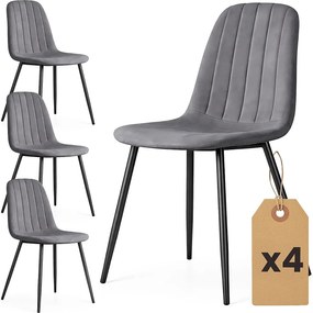 Zestaw 4 grafitowych krzeseł pikowanych A0-S02