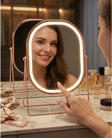 Lusterko Do Makijażu PREMIUM Kosmetyczne POŁYSK Metalowe PODŚWIETLANE LED