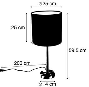 Lampa stołowa stal klosz welurowy zielono-złoty 25cm - Simplo Nowoczesny Oswietlenie wewnetrzne