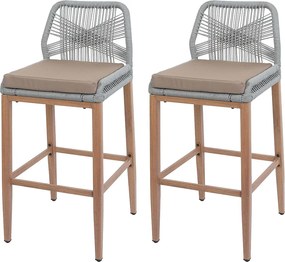 Stołek barowy MCW-O21 (zestaw 2 szt.),  jasnoszary, poduszka taupe