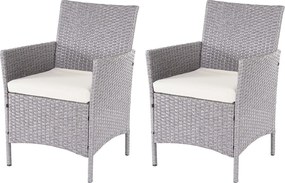 Zestaw z polirattanowego Hamar 3-2-1-1,  szary, poduszki kremowe