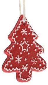Ceramiczna zawieszka dekoracyjna Drzewko, 9 x 8,7x 1 cm, czerwony piernik