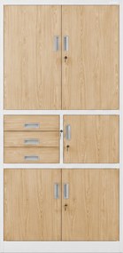 Biurowa szafa z sejfem Eco design Filip II, 90x40x185 cm, biały/dąb sonoma