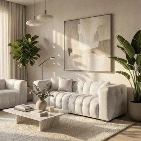 Sofa MODERNO 3S Trzyosobowa Kremowa Welurowa Nowoczesna