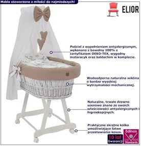 Beżowy Zestaw Łóżeczko Z Baldachimem W4-R35