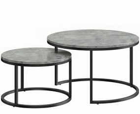HOMCOM Nowoczesny zestaw stolików kawowych 2 szt., nakładane stoliki z metalowym stelażem do salonu, sypialni, biura, Szary | Aosom PL