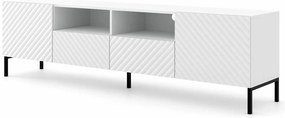 Długa szafka rtv 200 cm biały mat + czarne nóżki A8-R66