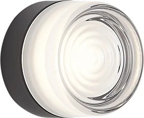 Designerski kinkiet czarny ze szkłem opalowym IP44 - Michele